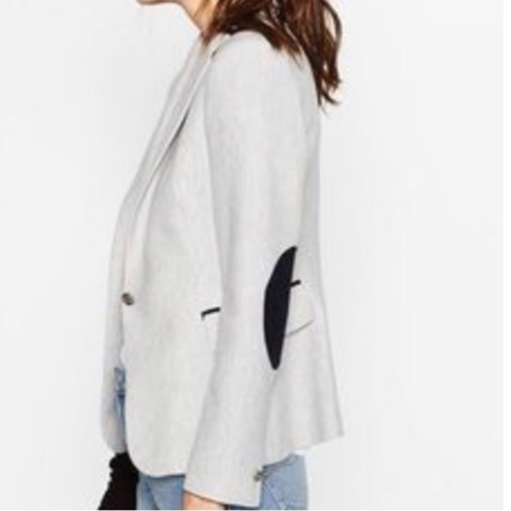 Zara blazer with navy elbow patch